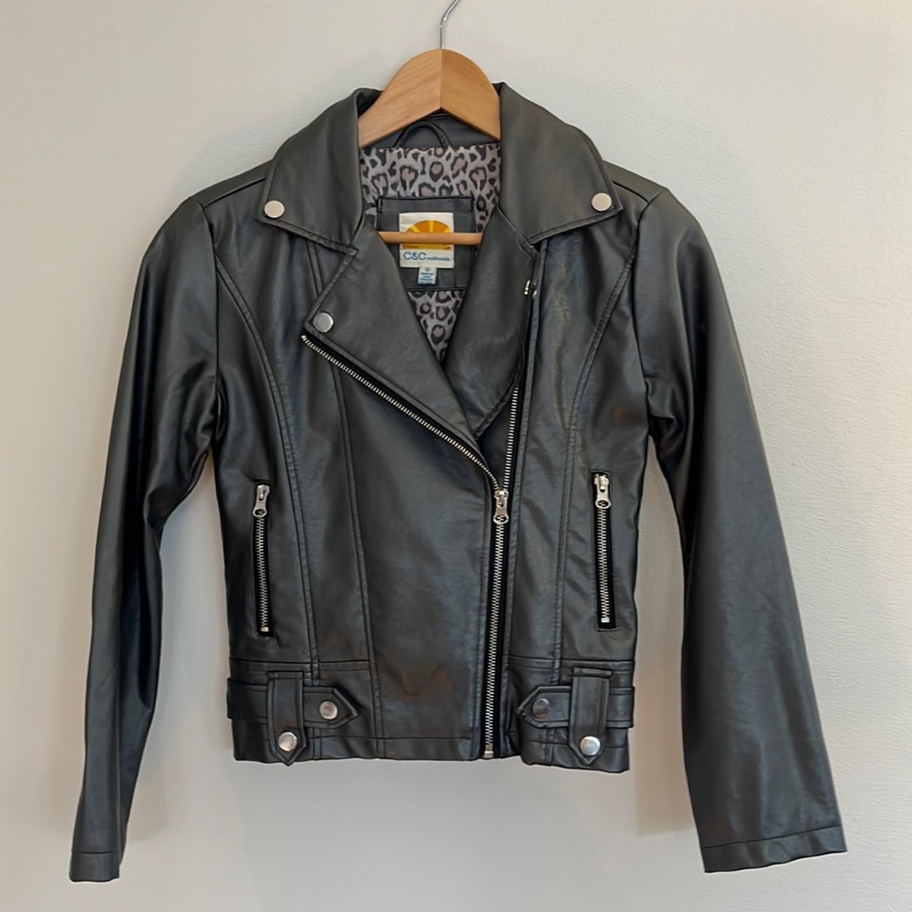 Metallic grey moto style jacket. Youth Size 10. NWOT